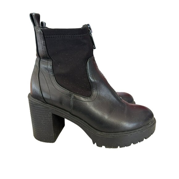 Madden Girl Women's Y2K Black Chunky Ankle Boots Size 7 Zip Up Front Grunge Goth - Picture 1 of 6